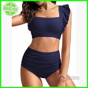 High Waisted Bikini Set Tummy Control Full Coverage Cheeky Swimwear